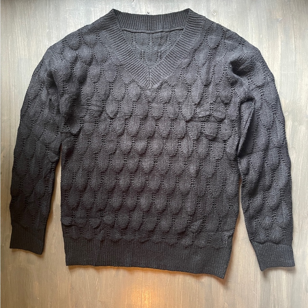 Elegant Black Cable Knit Sweater for Women